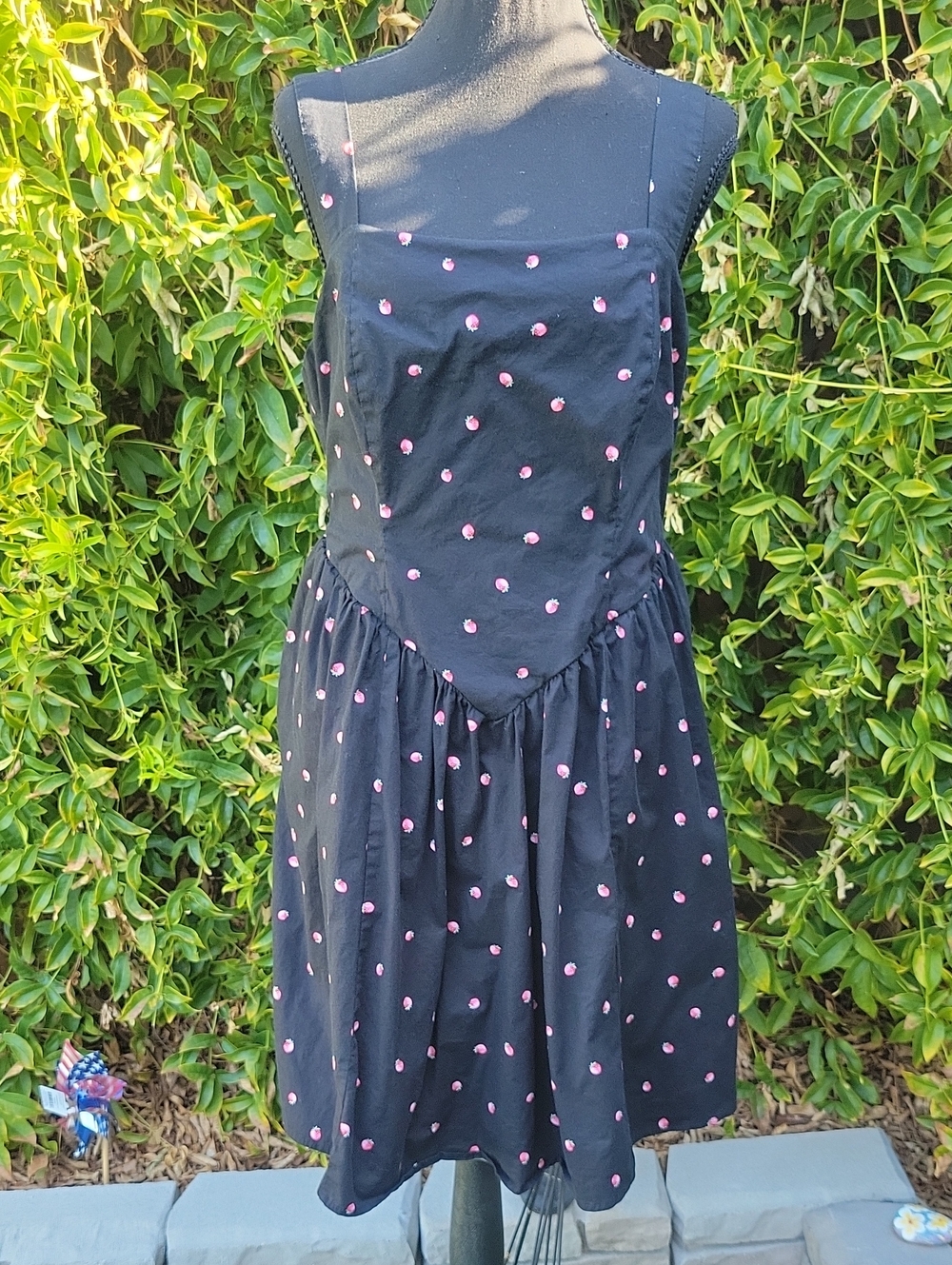 torrid Black Mini Dress with Pink Strawberry Print And Pockets Sz 0